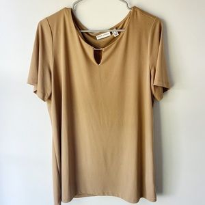 Tan Work Blouse with Gold Detail